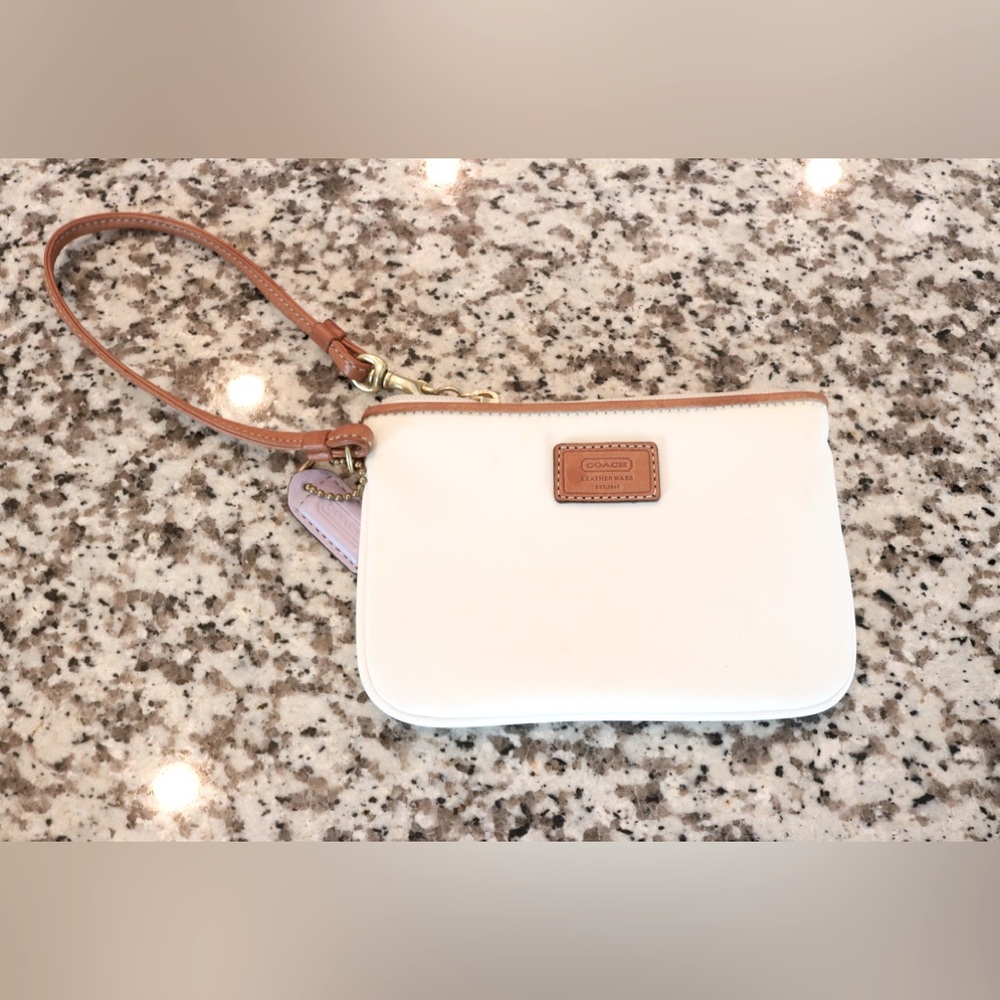 White Coach Leather Wristlet